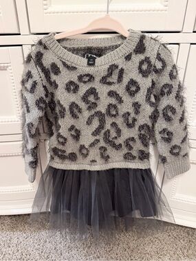 Cat & Jack Leopard Sweater Tulle Dress 12M NWOT